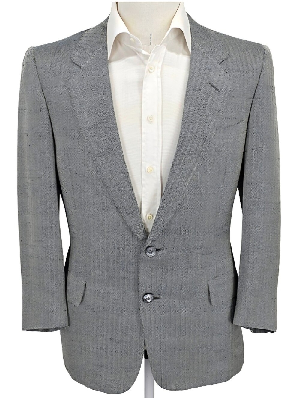 Bijan Sport Coat 42C 100% Silk Herringbone Blazer Made Italy Luxury